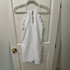 Xtraordinary White Eyelet Mini Dress with Scallop detail size S